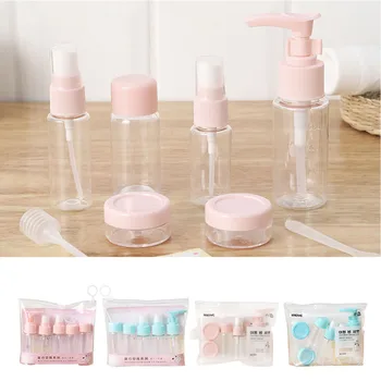 

7/9pcs Portable Travel Empty Bottle Set Cosmetics Press Bottle Sprayer Sub-bottle Set PP Plastic Empty Spray Bottles Set