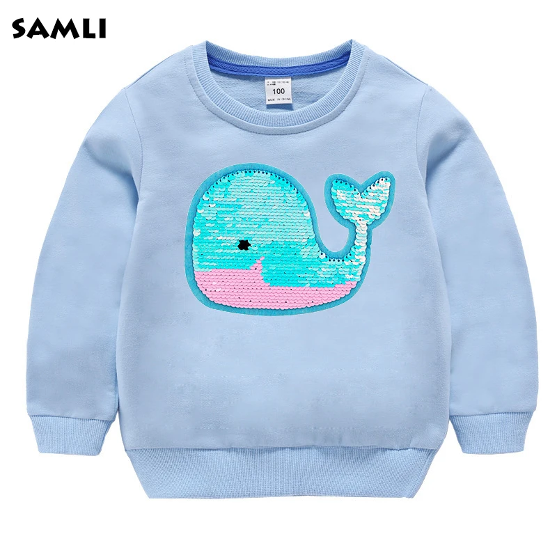 Sudadera lentejuelas de ballena que cambian de Color para niños y niñas, Tops manga larga, sudaderas para de 2 a 10 años|Sudaderas con capucha y sudaderas| -