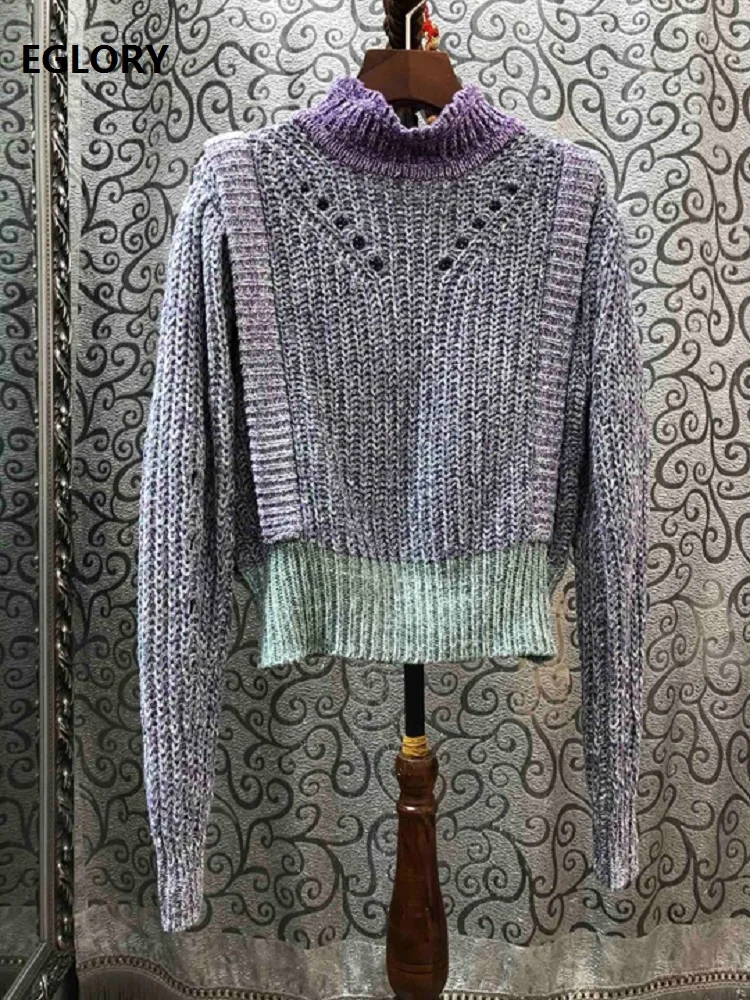 Женский вязаный свитер с воротником-стойкой повседневный пуловер длинным