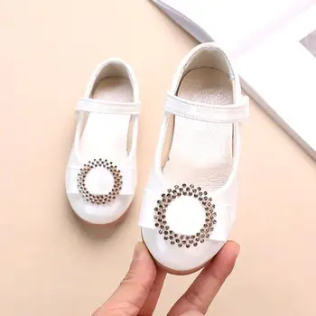 

White Pink Kids Shoes Black Children Sandals Girls Wedding Party Dress Shoes Princess Leather Shoes For Teens Girls Dance Shoes
