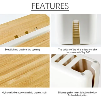 

Desktop Organizer Safety Home Save Space Power Strips Storage Case Cable Management Box Bamboo Lid Entertainment Centers Office