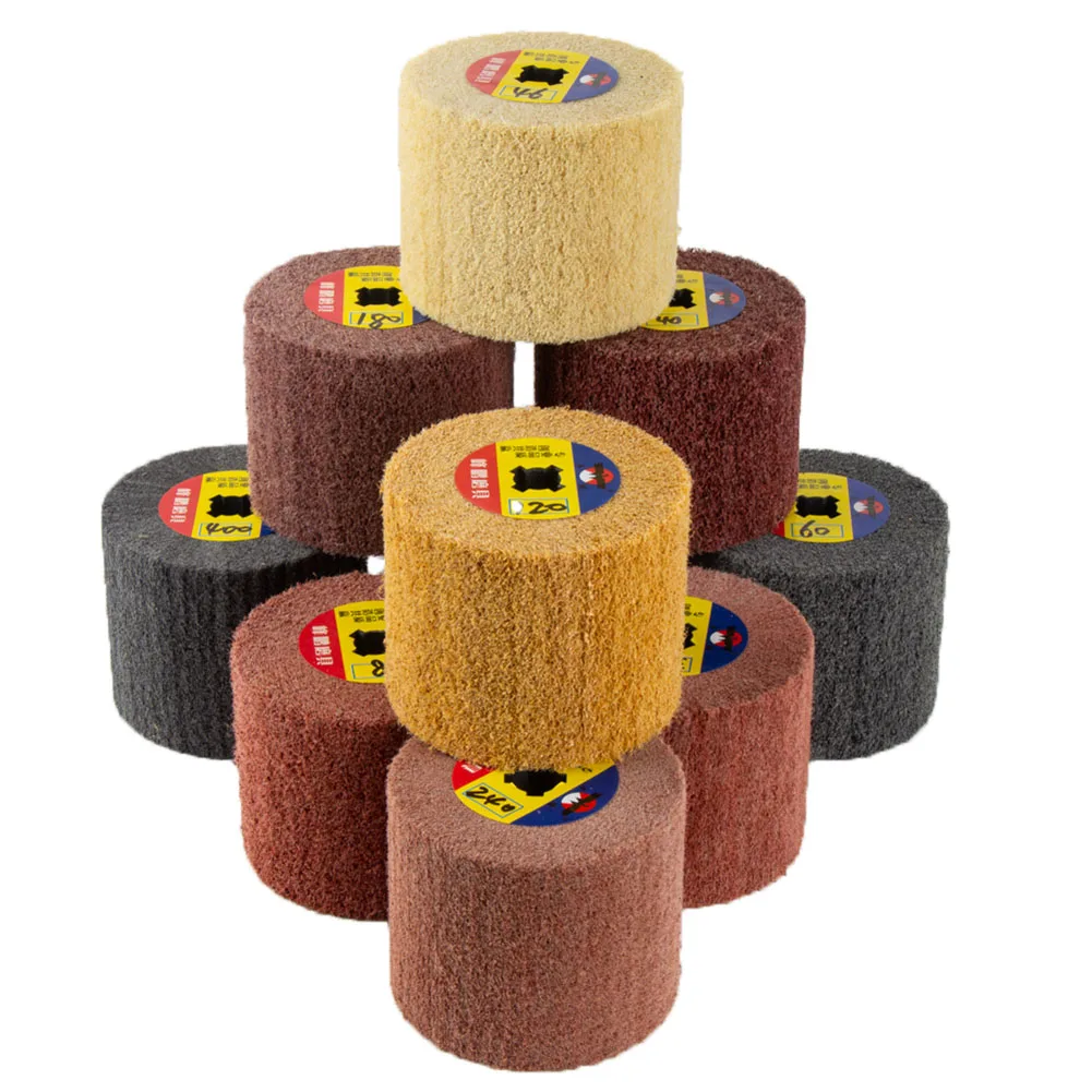1Pc Nicht-woven Draht Zeichnung Polieren Rad Nylon Zeichnung Runde Pinsel Scheuer Pad polieren rad Für metall entgraten derust