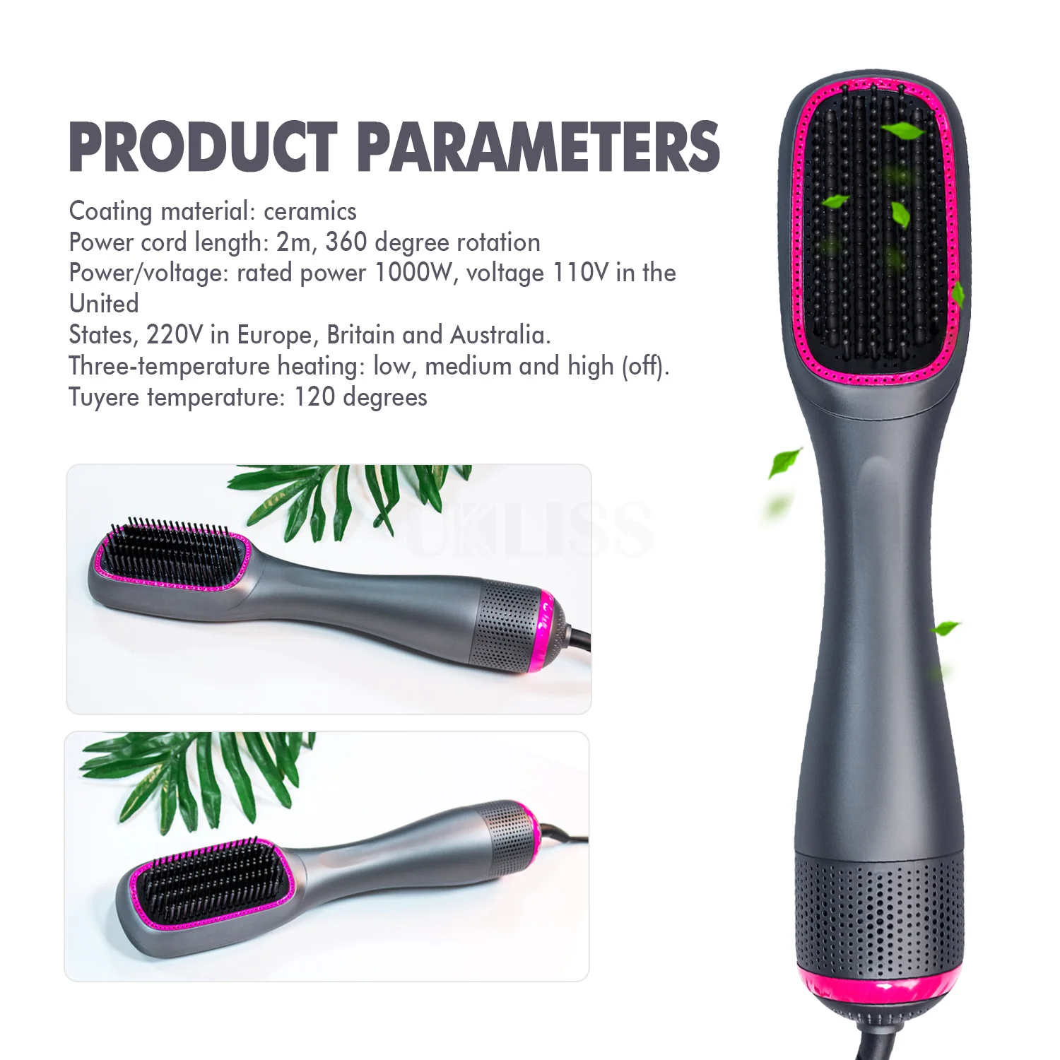 3 In 1 Hair Straightener Comb Styling Comb for Straight Curly Electric Hot Air Brush Women Heating Comb Hair Straightening Brush 4