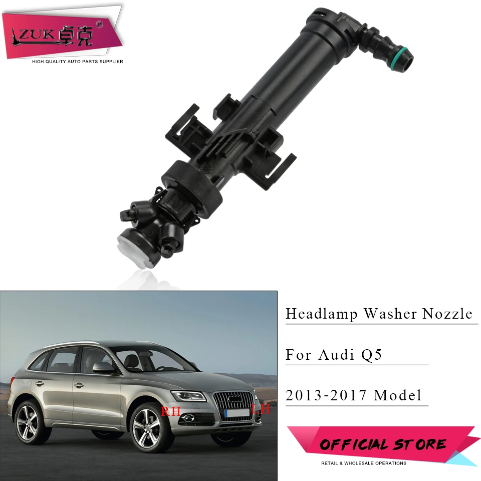 

ZUK Front Headlight Washer Nozzle For Audi Q5 2013 2014 2015 2016 2017 Headlamp Water Spray Jet Actuator 8R0955101A 8R0955102A