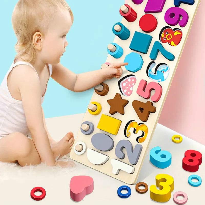Kaufen Vorschule Holz Montessori Spielzeug Zählen Geometrische Form Kognition Spiel Baby Frühe Bildung Lehrmittel Math Spielzeug Für Kinder