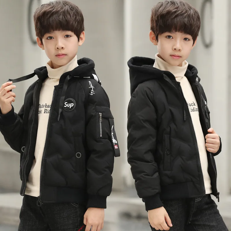 

Boys' Cotton Coat 2018 New Style Winter Big Boy 8 Cotton-padded Jacket 9 Children Short down Jacket Cotton-padded Clothes 12-Yea