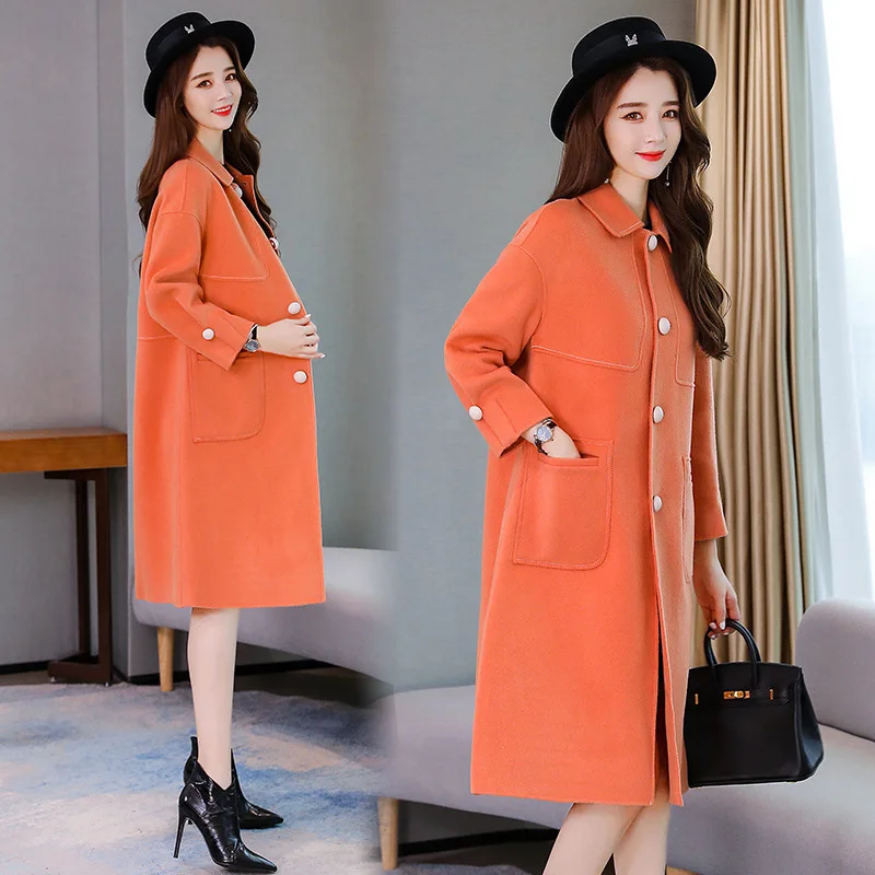 

Cloak Woolen Jacket Women's Mid-length 2019 Autumn And Winter New Style Version Loose-Fit Slimming over-the-Knee Cocoon Woolen O