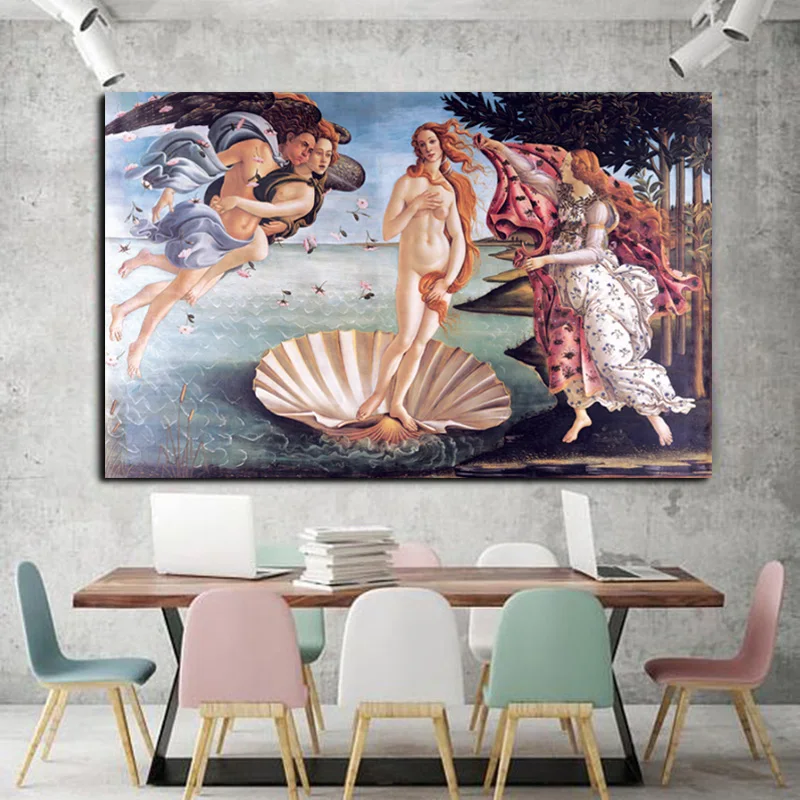 Классическая известная картина Botticelli с рождением Венеры холст живопись плакаты