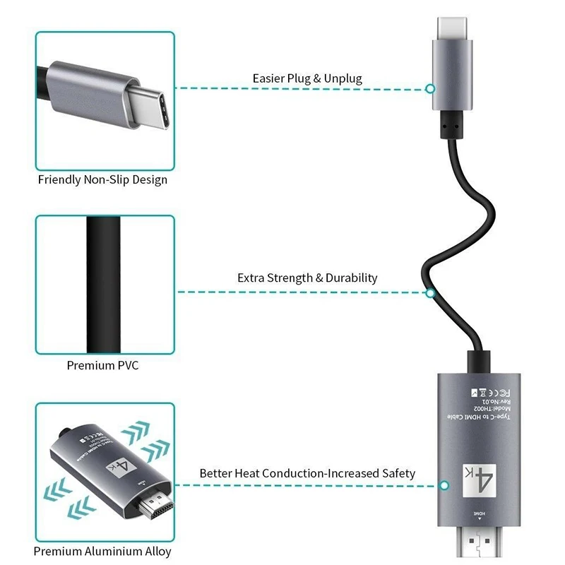 USB 3,1 type-C к HDMI V1.4 кабель type C адаптер 4K 30hz 3,1 конвертер ТВ для samsung S8 S9 S10