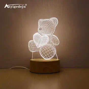 

ANYIGEDEJU 3D LED Lamp Creative Wood grain Night Lights Novelty Illusion Night Lamp 3D Illusion Table Lamp For Home Decorative