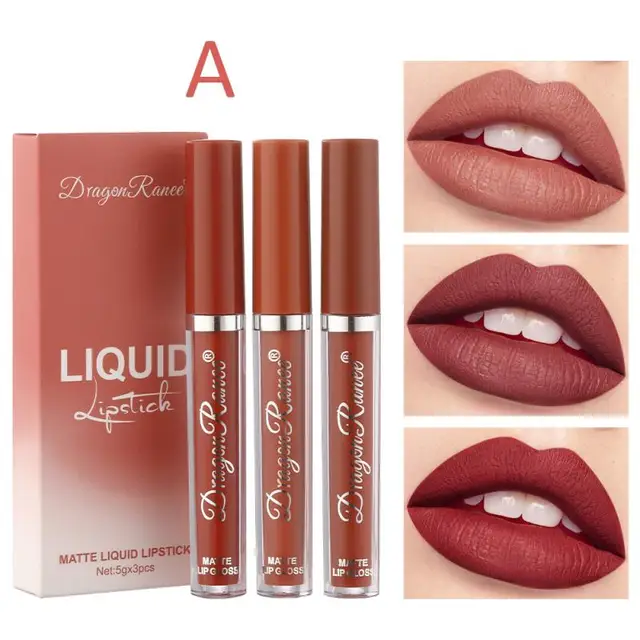 3pcs Velvet Matte Lip Gloss Set Lip Tint Combo Waterproof Long wear Liquid Lipstick Lip Colour