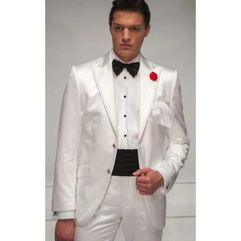 

Christmas New terno slim fit Fashion Ivory men's suit dress Wool polyester blend men suits for wedding ( jacket+Pants+tie)