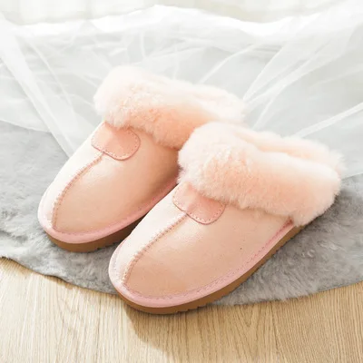 2022 Natural Sheepskin Home Slipper Winter Women Indoor Slippers Fur Slippers Wool Home Cotton Shoes Slipper Lady Home Shoes indoor outdoor slippers with arch support Indoor Slippers