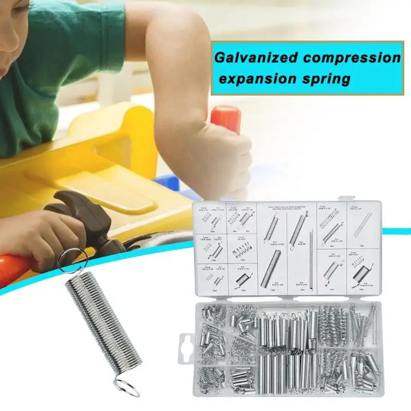 

200pcs Durable Zinc Plated Compression Extension Springs Metal Skillful Manufacture Assortment Hardware Kits Accessory