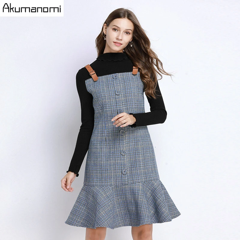 

Autumn Winter Plaid Patchwork Dress Women Plus Size 5xl Stand Full Sleeve Party Office Casual Vintage Dress Jurken Vestidos Robe