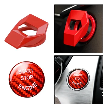 

2pcs Buttons Decoration Red Stickers Carbon Fiber Engine Start Stop Switch Protection Styling For BMW E60 E70 E90 E92 E93
