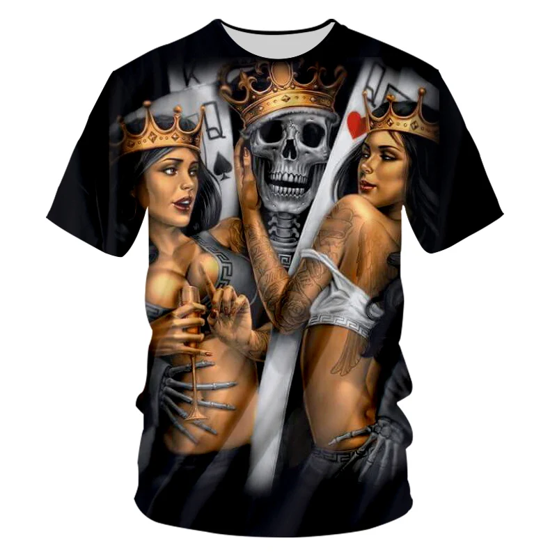 01098 UJWI 3d мужские покер череп карты блузки Королева Король Лас-Вегаса кости печатных хип хоп короткий рукав О образным вырезом Футболка 7XL дропшиппинг - Цвет: 01098