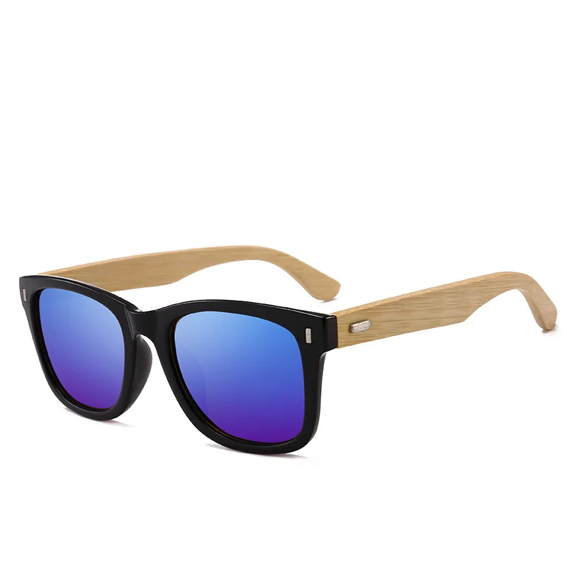 C6 black blue HBK, классические квадратные бамбуковые солнцезащитные очки для мужчин и женщин, оригинальное зеркало в деревянной рамке, линзы для вождения, UV400, очки Oculos de sol masculino - Цвет линз: C6 black blue