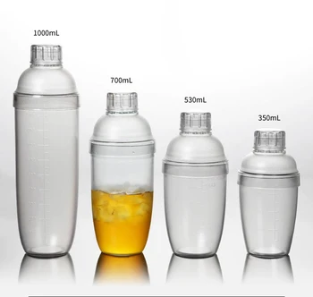 

3-Pieces Cocktail Shaker-Anti-leakage Transparent PC Resin Milk Tea Cocktail Drink Shaker Bar Tool