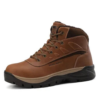 

40-47 Winter New Style Large Size Cotton-padded Shoes Male Plus Velvet Hight-top Hiking Shoes Outdoor Boots Showed u