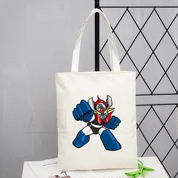 

Japan Comic Mazinger Z Handbags Hot Selling Fashion Handbag Canvas Bag Tote Ladies Casual Shoulder Bag Reusable Shopping Bags