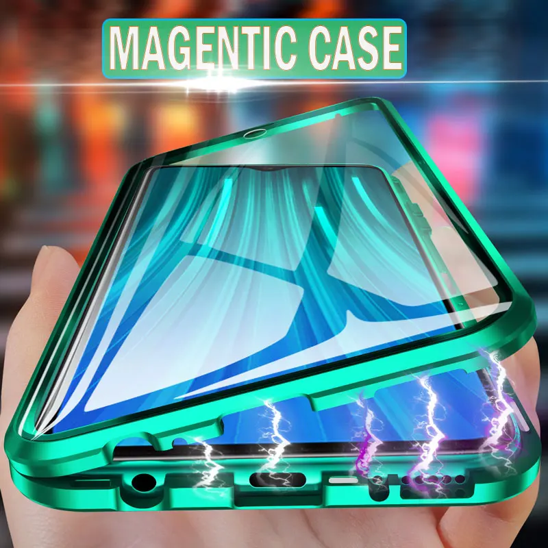 Luxury 360° Magentic Metal Phone Case For Xiaomi Redmi Note 8 7 K20 Pro 8A Cover Mi 9se 9T CC9e Double Sided Glass |
