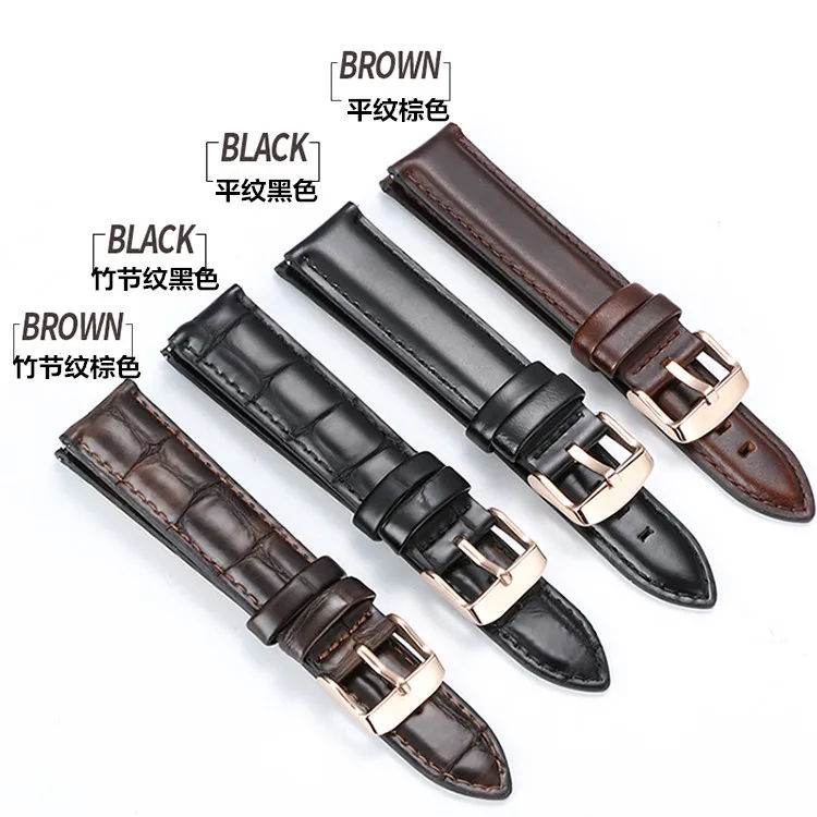 

Genuine Leather Watch Band Strap for Watchband size 12 13 14 15 16 18 19 20 21 22 24 mm Black Watch wristband Bracelet