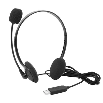 

USB Headset Wired With Microphone Call Center Office Softphone For Business Stereo Noise Cancelling Computer Conference Webinar