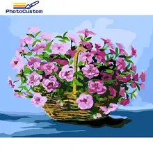 PhotoCustom DIY Pictures By Number Flowers Kits Hand Painted Picture Art Painting By Numbers for adult Home Decor