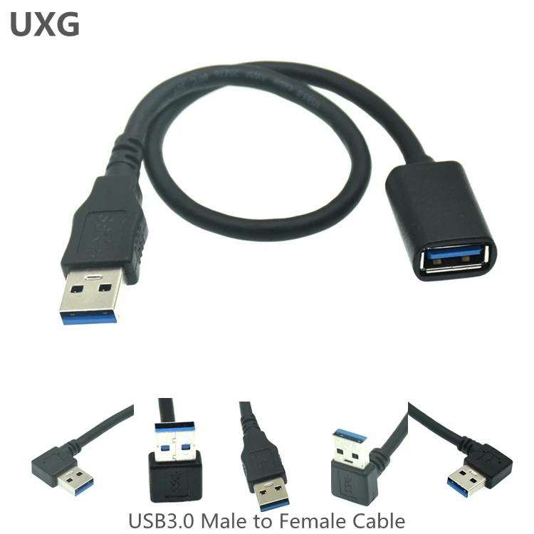 5 Гбит/с USB 3 0 A штырь-гнездо 90 угловой фотокабель правый/левый/вниз/вверх черный