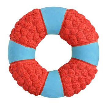 

Creative Sound Toy Funny Soft Bite Supply Resistant Molar Toy Durable Teeth Grinding Toy for Pet Cat Dog Puppy (Life Ring Red)