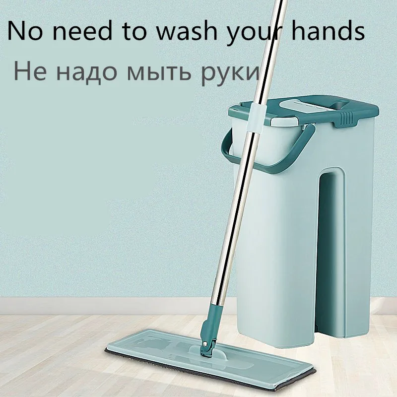 

Mops and Bucket Hand Free Wringing Floor Cleaning Mop Microfiber Mop Pads Wet or Dry Usage on Hardwood Laminate Tile
