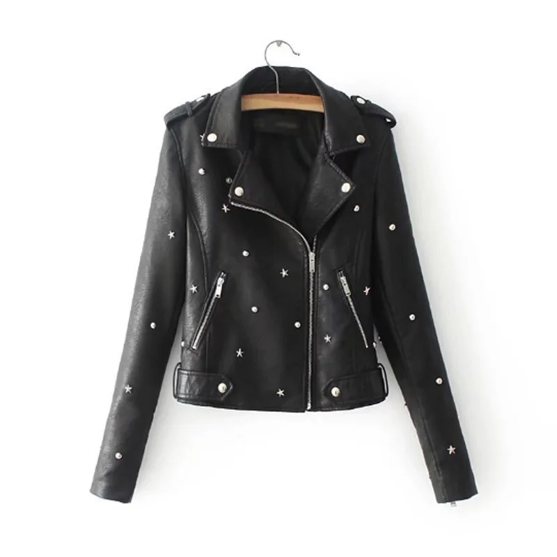 

Women Autumn bright color Faux Pu leather jacket Lapel Classic Motorcycle Turn-down Collar Biker Jacket Basic Coat Outerwear