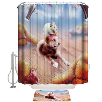 

Desert Dog And Mouse Shower Curtain Set and Anti-slip Floor Mat Outdoor Rugs