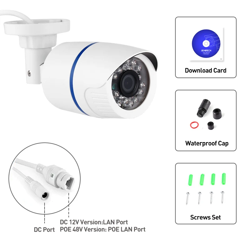 H.265 POE IP65Waterproof 3MP Пуля IP Камера 24 шт ИК светодиодный 1296P/1080P Открытый безопасности