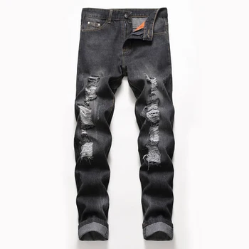 

Skinny motorcycle jeans men clothing hip hop track pants zipper black designer men jeans casual male cotton jeans pants