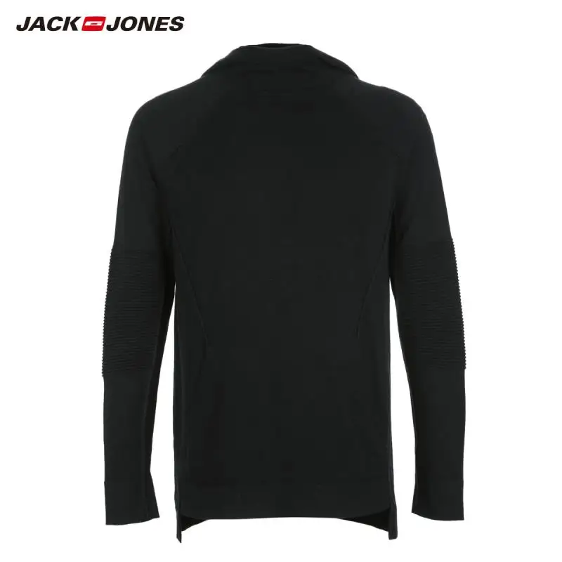 JackJones зимний мужской удобный хлопковый и кашемировый Повседневный свитер с капюшоном Топ 218424508 - Цвет: Black
