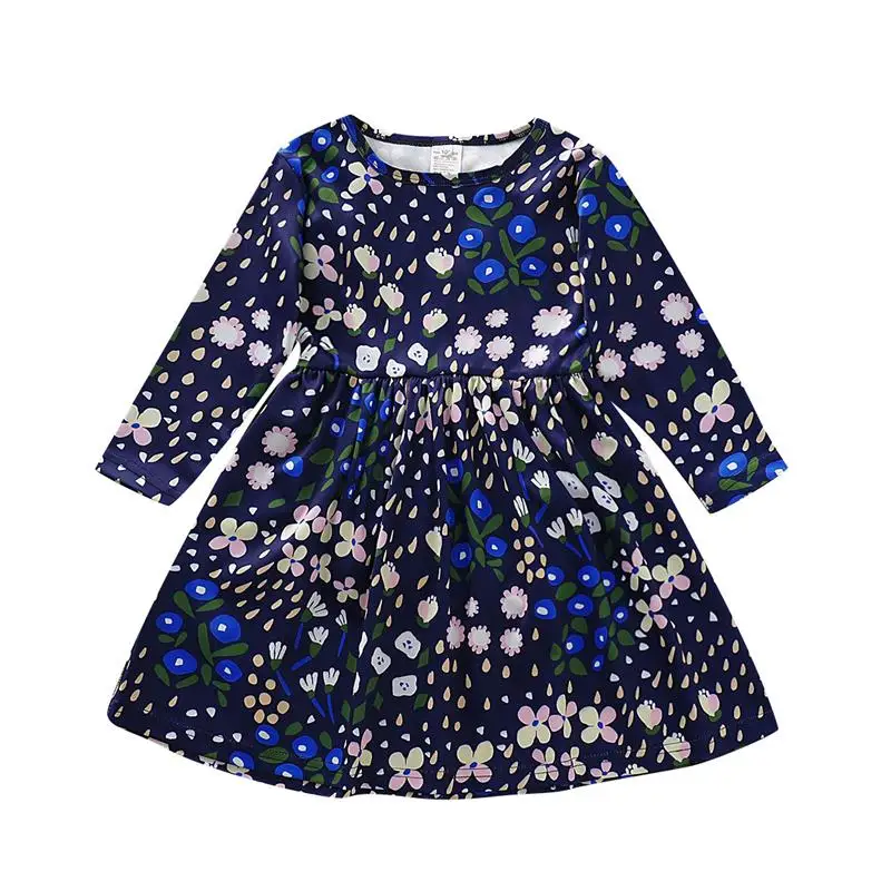 

Autumn Baby Girl Tutu Princess Dress Floral Top Long Sleeve Pleated Causal Plant Flower Print For Toddler Girl Dress Kid Clothes