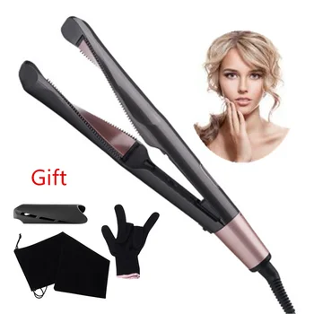 

New Professional 2 in 1 Hair Curling & Straightening Iron Hair Straightener Hair Curler Wet & Dry Flat Iron Curling hair Tools