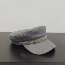Осенне-зимняя шерстяная шапка с цепочкой, темно-синяя кепка s Gorras Planas, мужская шапка, женская кепка на плоской подошве, шляпка Hatswool