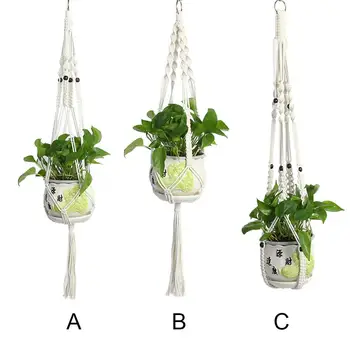 

Hanging Baskets Flowerpot Plant Holder Pot Macrame Plant Hanger Hanging Planter Basket Jute Rope Braided Craft Vintage Decor