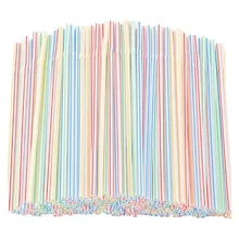 1500 Pcs Flexible Plastic Straws Striped Multi Colored Disposable Straw 8 inch Long