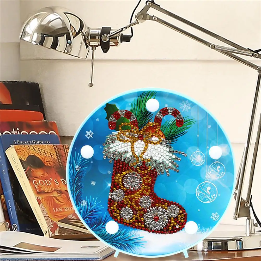 Newest DIY Diamond Painting LED Night Lamp Embroidery Mosaic Kit Christmas Decorations For Home Gift For 3