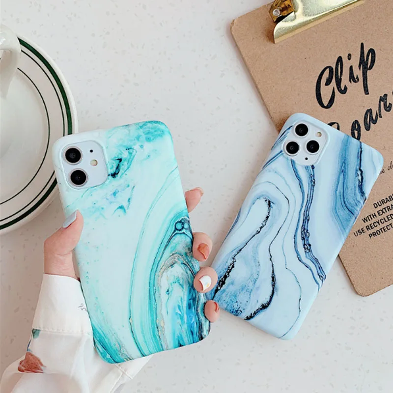 

Phone Case For iPhone 11 Pro Max Ink Style Marble Pattern Soft Back Shell Cover For iPhone XR Xs Max 6 6S 7 8 Plus Case