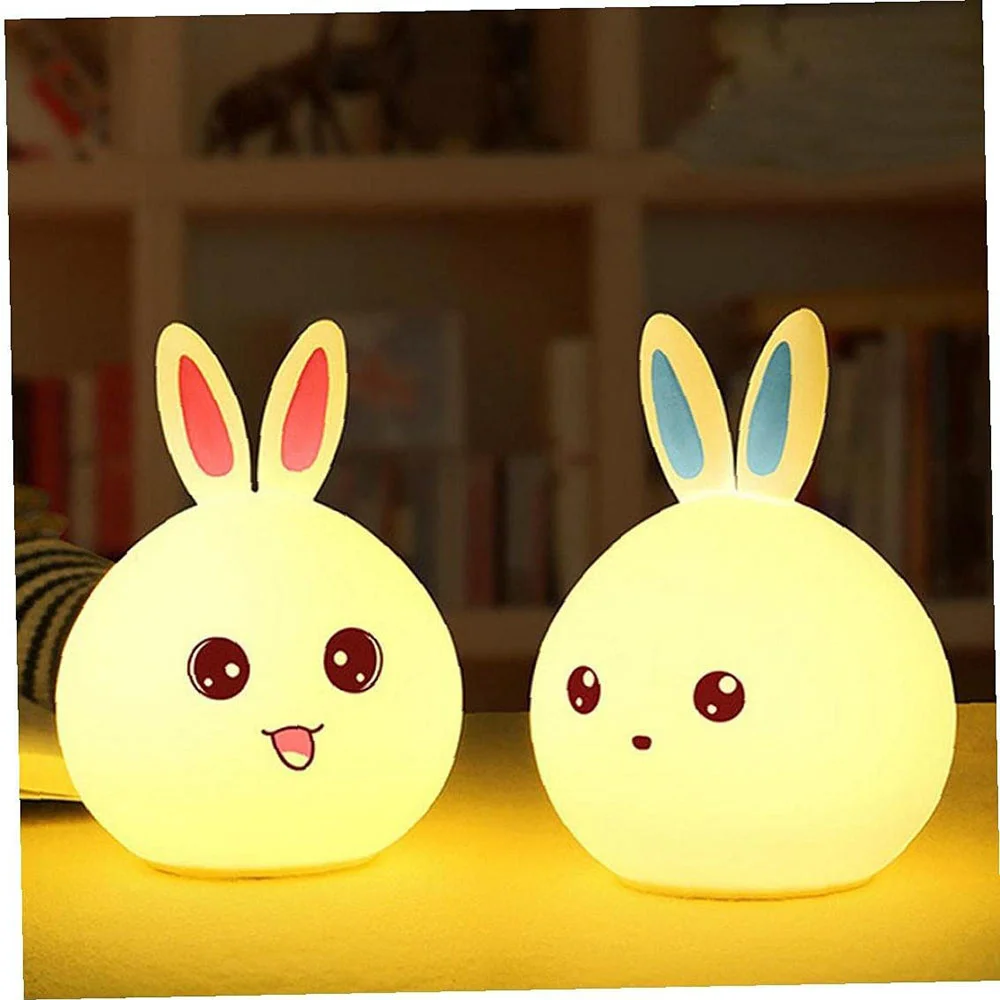 

Cute Silicon Rabbit LED Night Lamp Baby Kid Bedside Light Touch Sensor 7 Color Rechargeable Nightlight For Bedroom Children Gift
