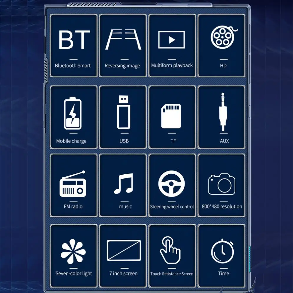 2 DIN 7 дюймов HD сенсорный экран Bluetooth Стерео FM радио MP5 Аудио плеер Поддержка USB/AUX In/Управление рулевым колесом