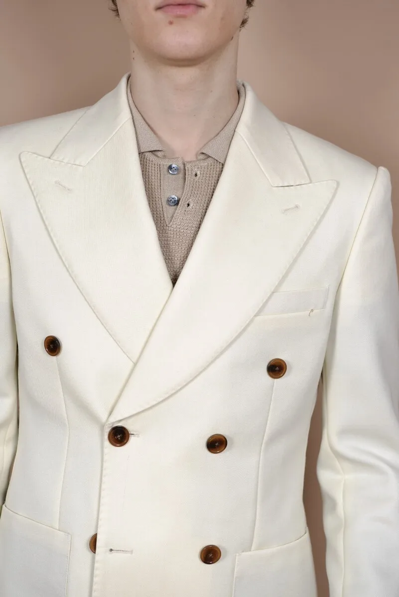 Designer Men\'s Suits and Blazer Beige Jacket Prom Party Tuxedo Wedding Groom Blazer Double Breasted Coat 1 Pcs Customize