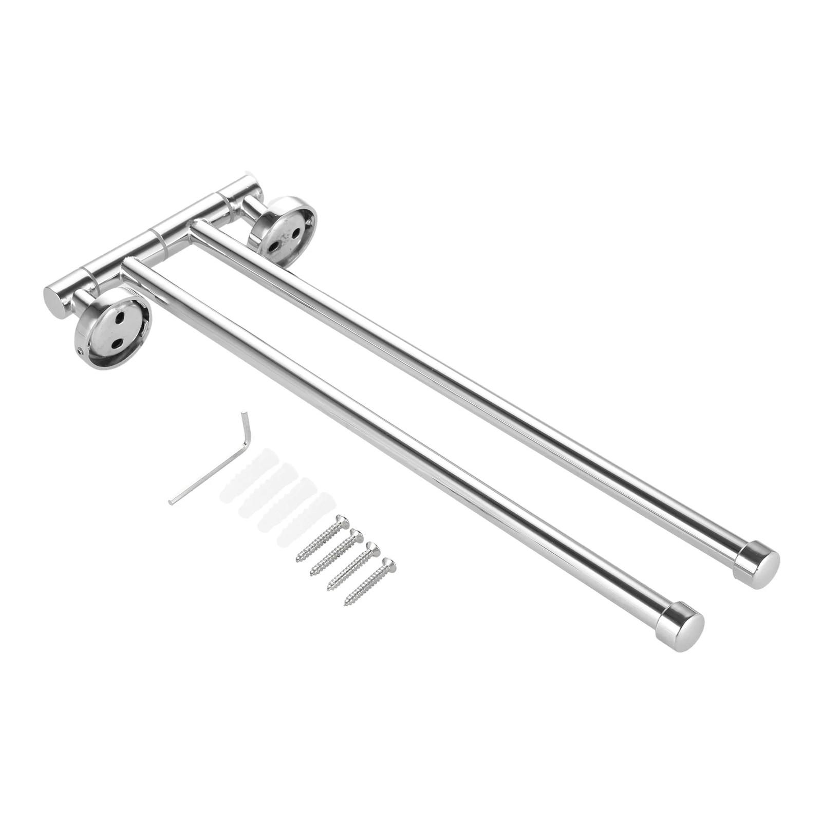 35CM Silver Stainless Steel Wall Mounted Swing Towel Bar Bath Towel Rod Arm Bathroom/Kitchen Hanger Holder Organizer 2 Bar