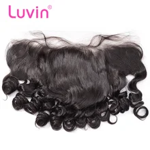 Luvin OneCut волосы свободная волна бразильские Remy человеческие волосы кружева лобовое закрытие 13*4 отбеленные узлы Детские волосы