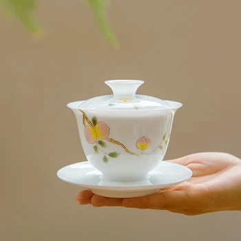 

Celadon Porcelain Gaiwan China Teacups Crackle Glaze TeaPot Drinkware